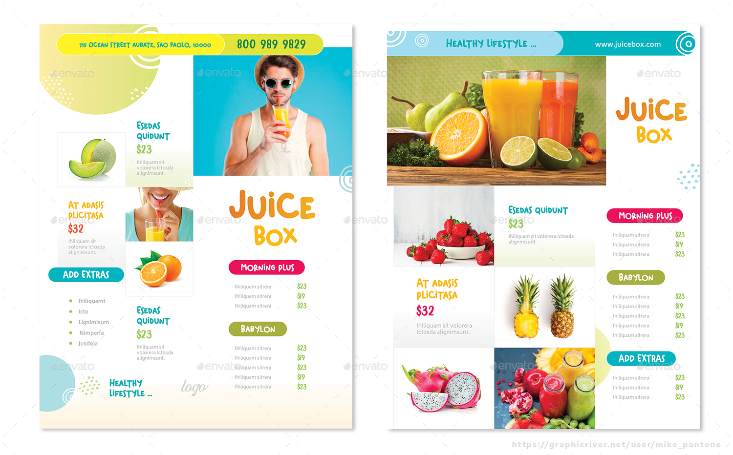 Healthy Drink Cafe Flyers 4 Options, Print Templates GraphicRiver
